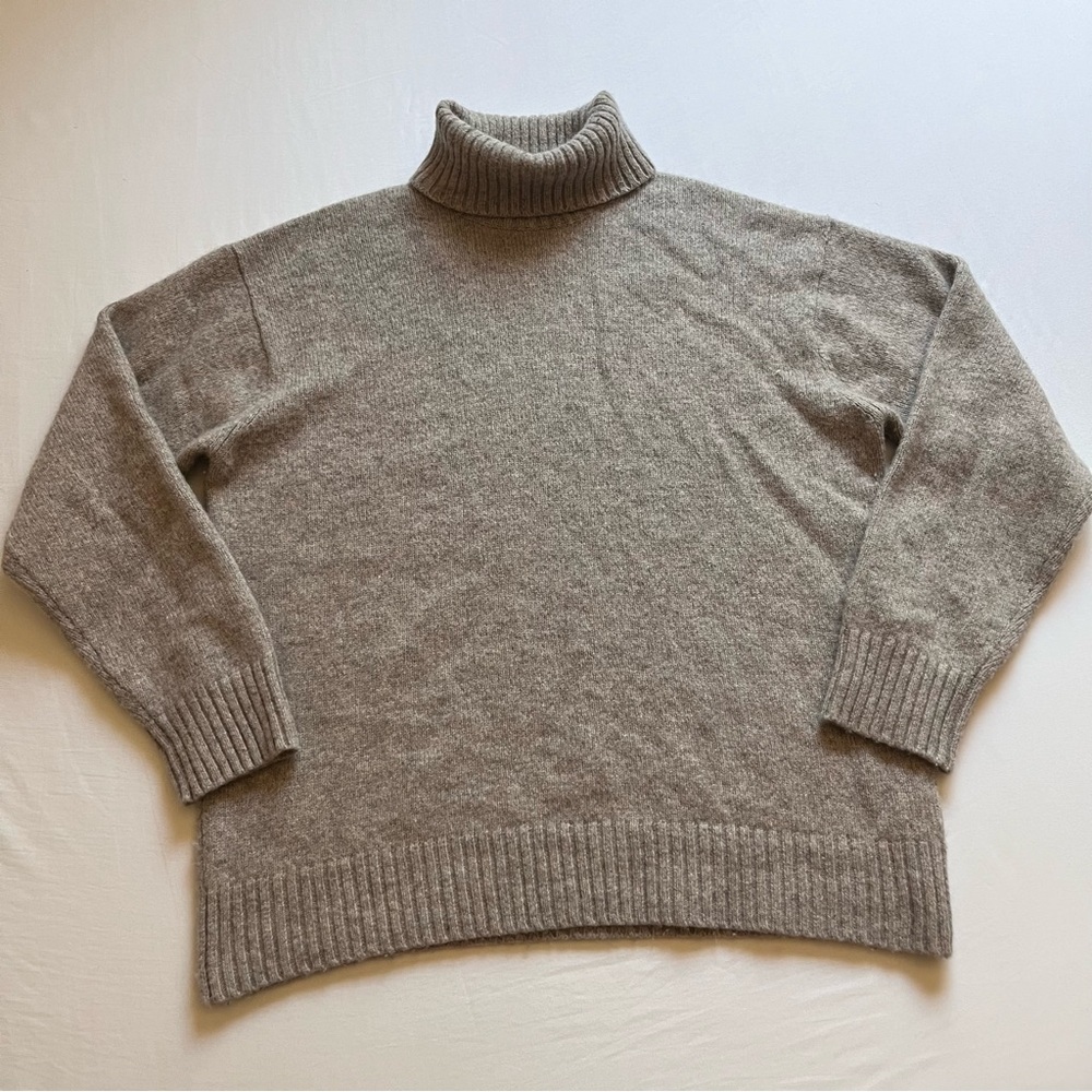 GALERIES‎ LAFAYETTE tan wool polyamide blend turtleneck long sleeve pullover